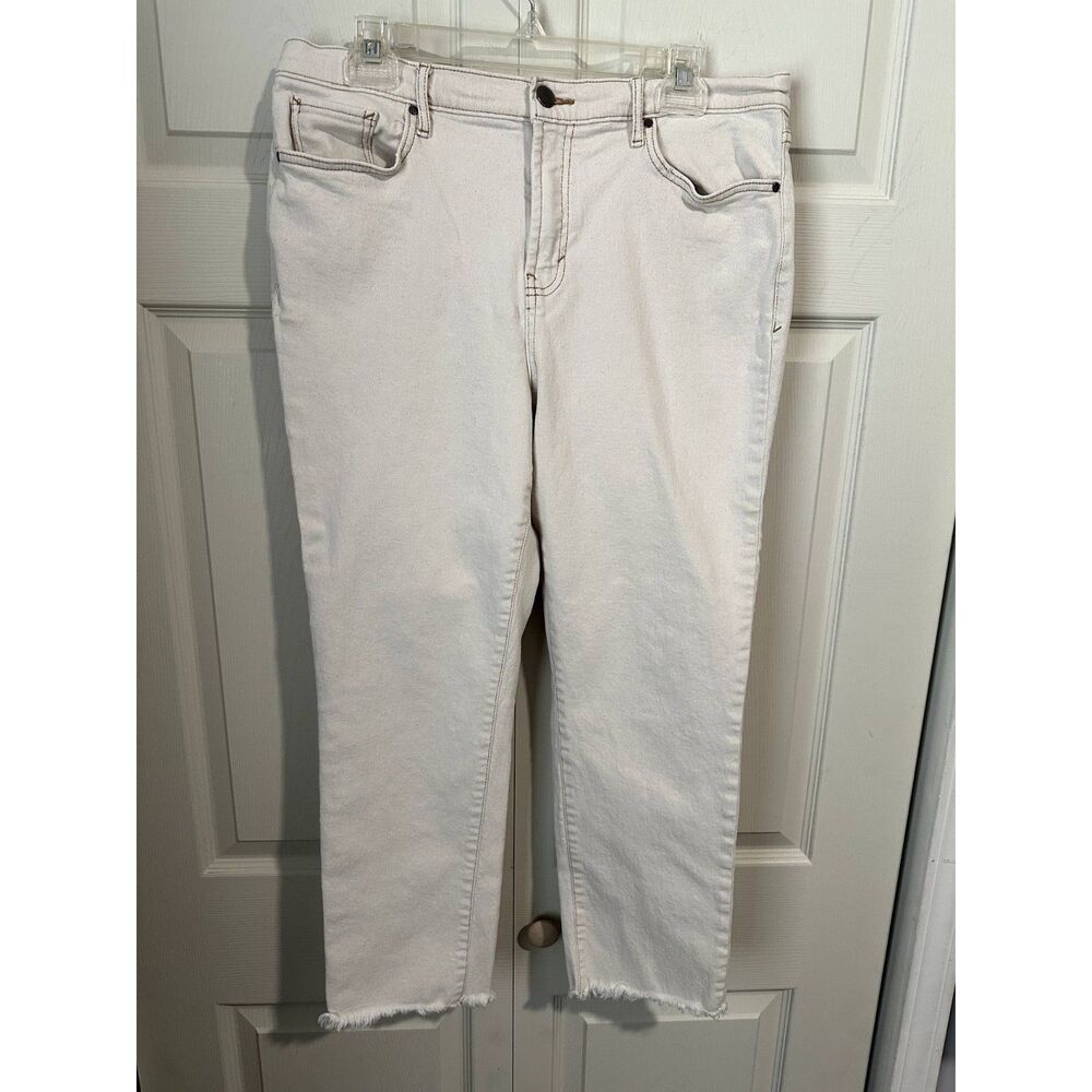 A.N.A. beige cropped jeans size 14 high-rise straight